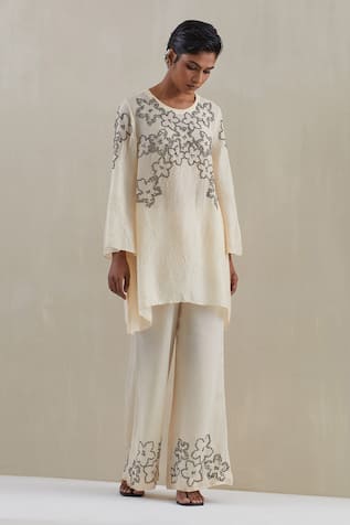 One Not Two Hand Embroidered Kaftan & Pant Set 