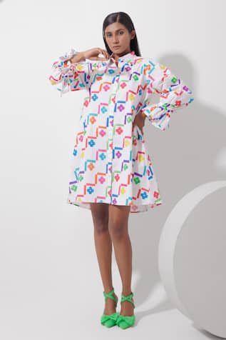 Pop Sugar Floral Art Print Shirt Dress 