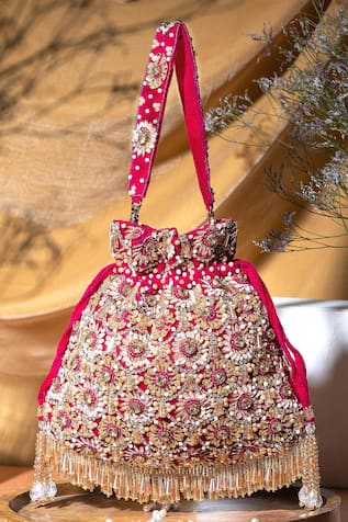 EENA Oishi Floral Motif Work Potli Bag 