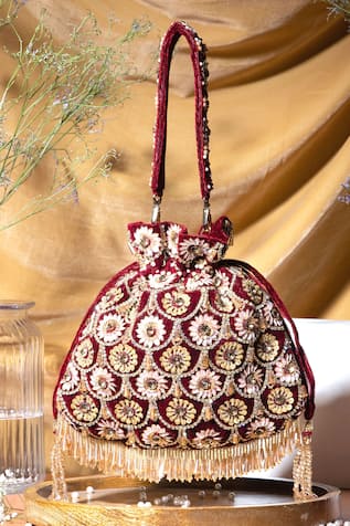 EENA Oishi Floral Embroidered Potli Bag 