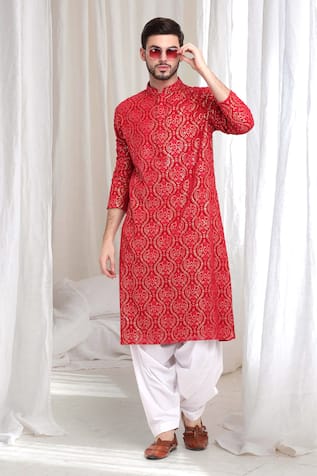 Aham-Vayam Mridul Paisley Embroidered Kurta With Patiala 