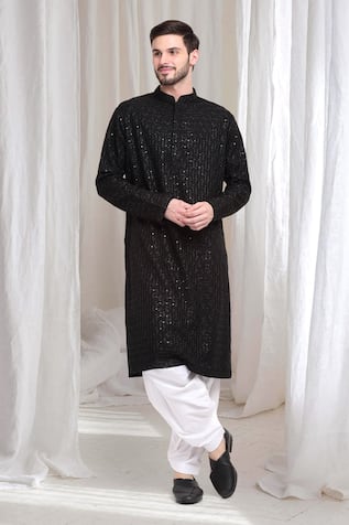 Aham-Vayam Mrinaal Checkered Embroidered Kurta With Patiala 