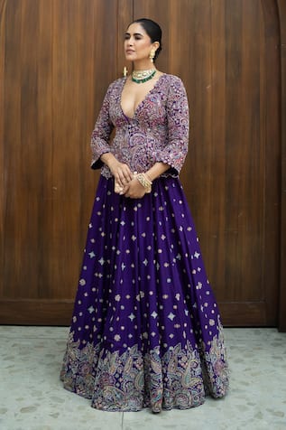 Mrunalini Rao Meenakari Lehenga With Embroidered Jacket 