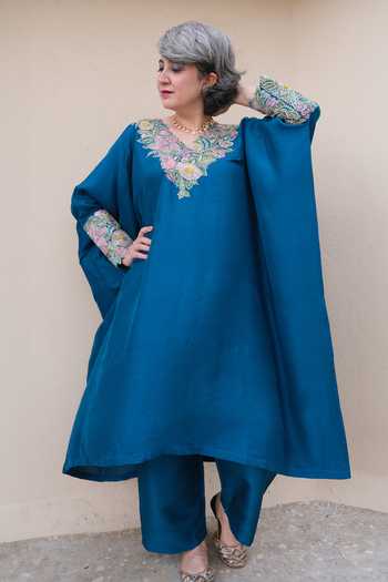 Mrunalini Rao Placement Embroidered Kaftan & Pant Set 