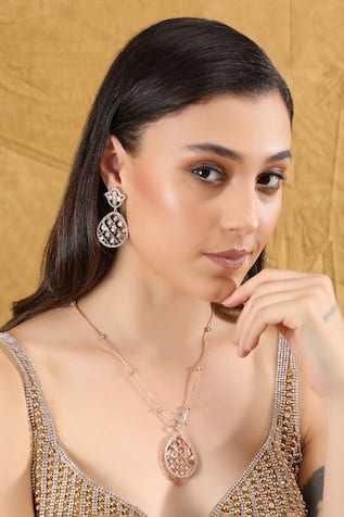 Jaali Drop Pendant Necklace Set 