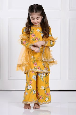 Flower Vine Print Kurta Pant Set 