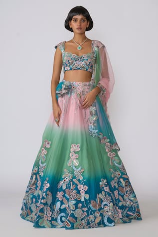 Aisha Rao Isodora Applique Ombre Lehenga Set 