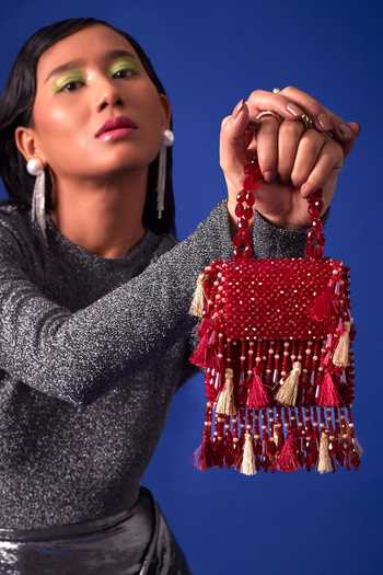 FOREVER NOOR Daphne Flaming Crystal Studded Bag 