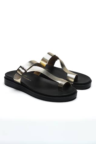 Nidhi Bhandari Metallic Belted Strap Flats 