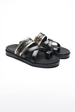 Nidhi Bhandari Metallic Cross Strap Flats 