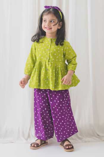 Tiber Taber Bandhani Polka Top With Culotte 