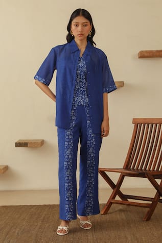 MUVAZO Mayur Chitra Shirt Pant Set 