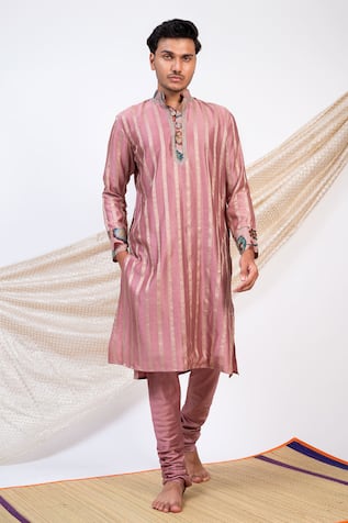 Aamra By Lavanya Phool Bloom Striped Kurta With Churidar 