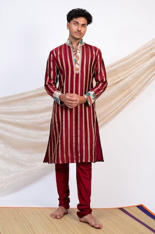 Aamra By Lavanya Gul Bloom Striped Kurta With Churidar 