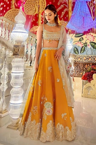 Osaa by Adarsh Aari Embroidered Blouse Lehenga Set 