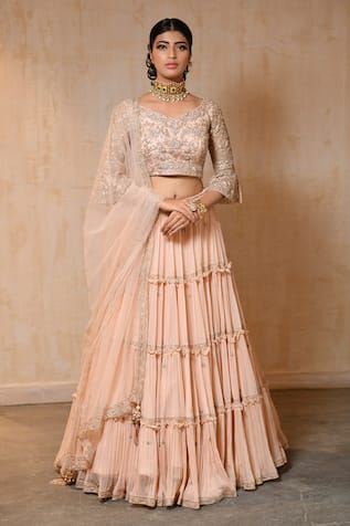 Saisha Embroidered Tiered Lehenga Set 