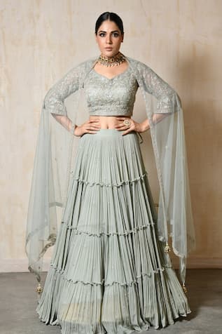 Saisha Embroidered Tiered Lehenga Blouse Set 