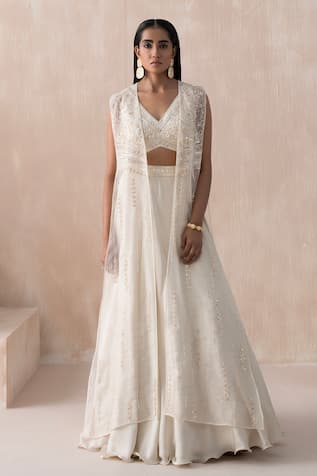 Saisha Sequin Bead Embellished Jacket Lehenga Set 