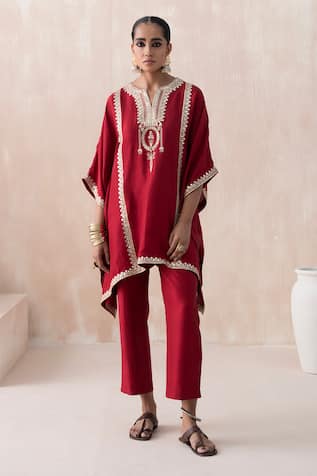 SAISHA Gota Vine Embroidered Kaftan With Pant 