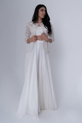 Saisha Floral Embroidered Jacket Sharara Set 