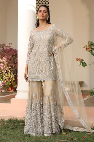 SAISHA Floral Embroidered Kurta Sharara Set 