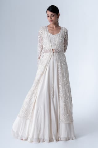 Saisha Embroidered Jacket Skirt Set 