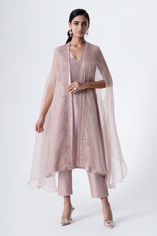 Saisha Border Embroidered Cape Pant Set 