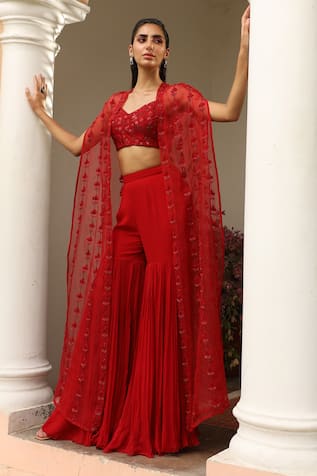 Saisha Zardozi Embroidered Cape Sharara Set 