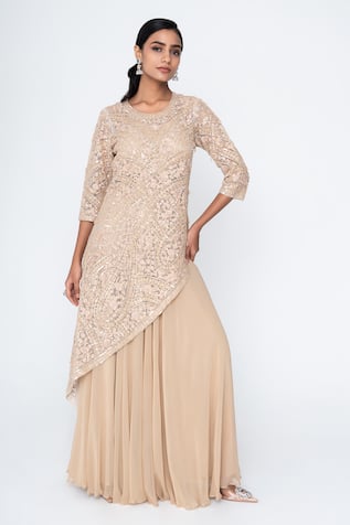 Saisha Floral Embroidered Kurta With Sharara 