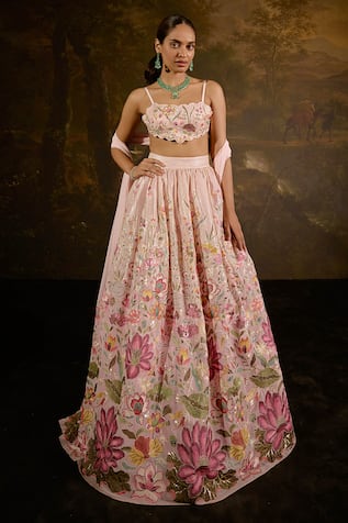 SAANJH BY LEA Ahaana Sequin Florence Embroidered Lehenga Set 