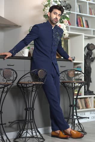 Peacock Bead Embellished Bandhgala With Trouser 