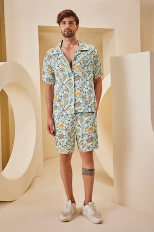 The Royaleum Aquatic Print Shirt With Shorts 