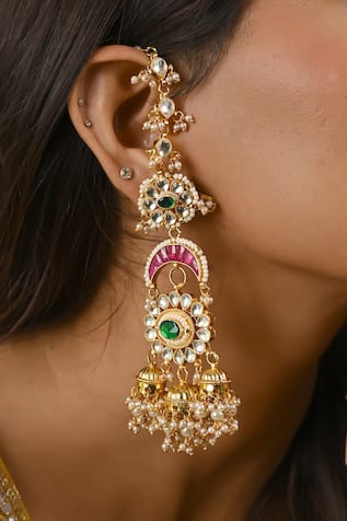 Kundan Embellished Chandelier Earrings 