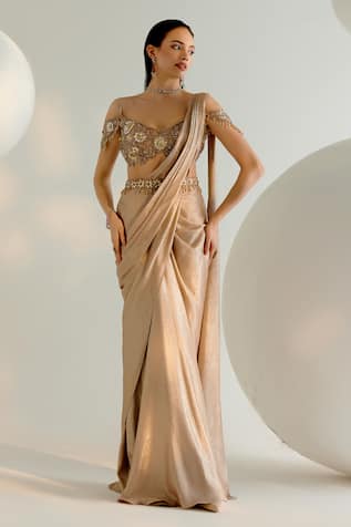 SHASHANK ARYA Concept Pre-Draped Saree With Embroidered Blouse 