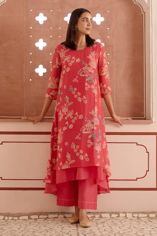 Vaayu Floral Print Embroidered Kurta & Pant Set 