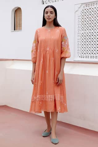 Vaayu Floral Applique Embroidered Dress 