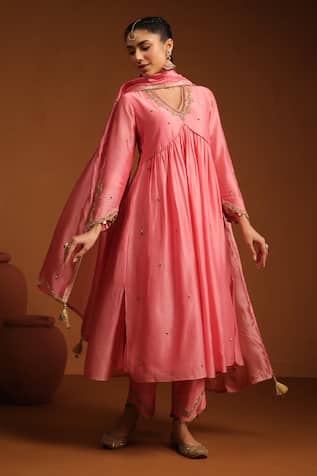 Label Niti Bothra Chunnat Zardozi Embroidered Anarkali & Pant Set 