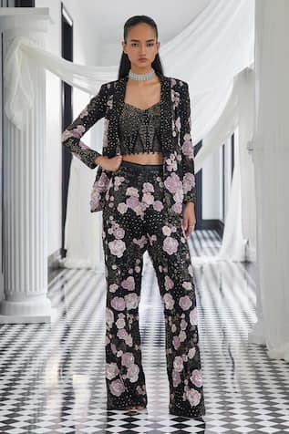 Floral Patchwork Embroidered Jacket Set 