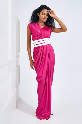 NA-KA Gathered Detailed Drape Gown 