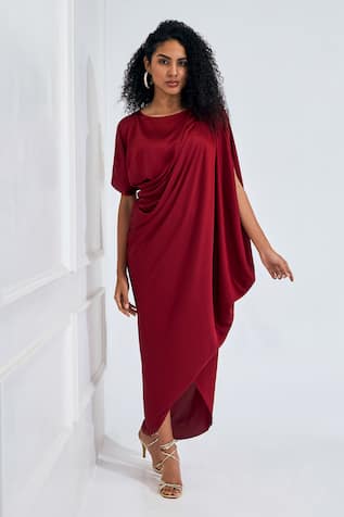 NA-KA Plead Detailed Solid Dress 