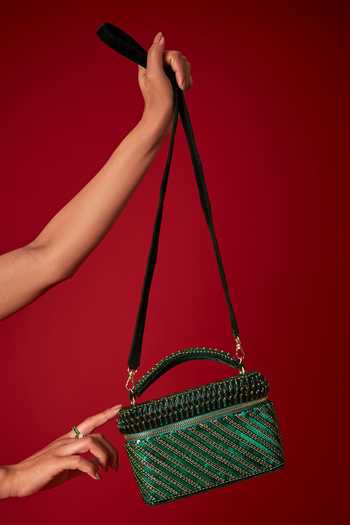 FOREVER NOOR Laura Stone & Sequin Embellished Cube Bag 