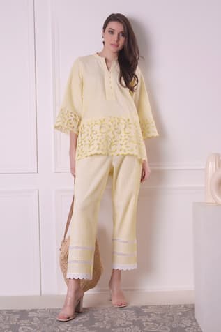 Surabhi Arya Cutwork Hem Shirt & Pant Set 