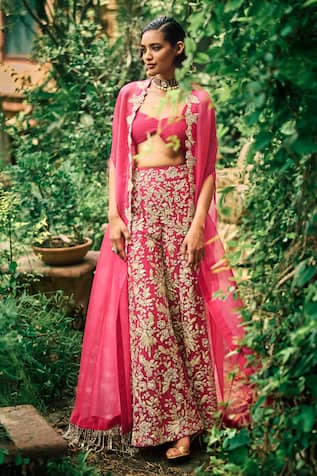 Bhumika Sharma Embroidered Pant Set With Cape 