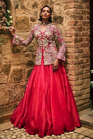 Bhumika Sharma Farasha Lehenga With Flower Embroidered Jacket 