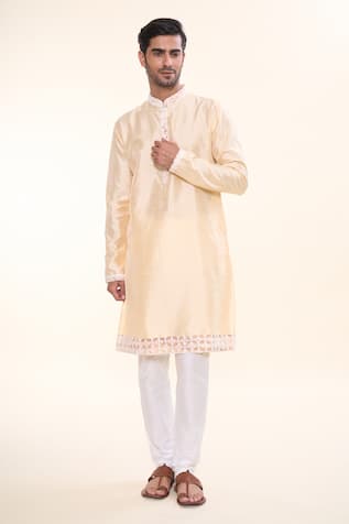 Gullista Embroidered Border Kurta With Churidar 