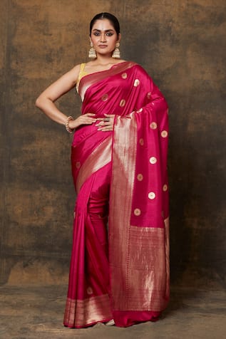 Pinki Sinha Woven Butti Saree With Running Blouse Piece 