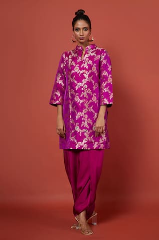 Pinki Sinha Woven Vine Pattern Kurta With Tulip Pant 