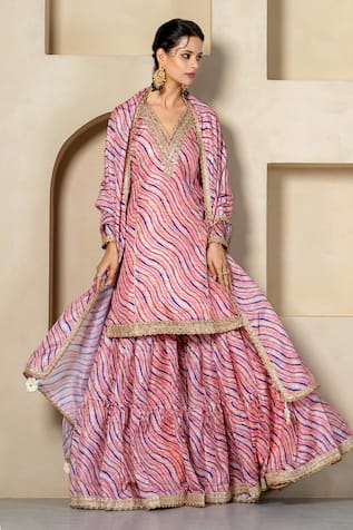 Yuvrani Jaipur Embellished Neck Kurta Sharara Set 