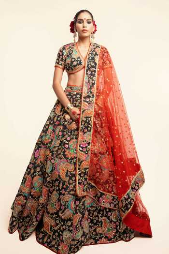 Rajbinder Chahal Floral Print Blouse & Lehenga Set 