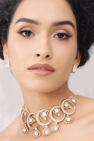 Polki Embellished Chand Choker Necklace 